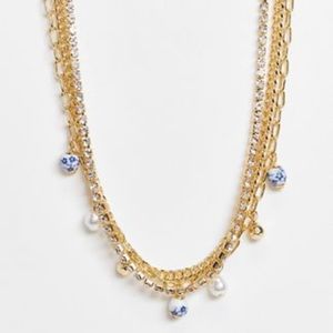 Topshop choker necklace multipack in gold with beads